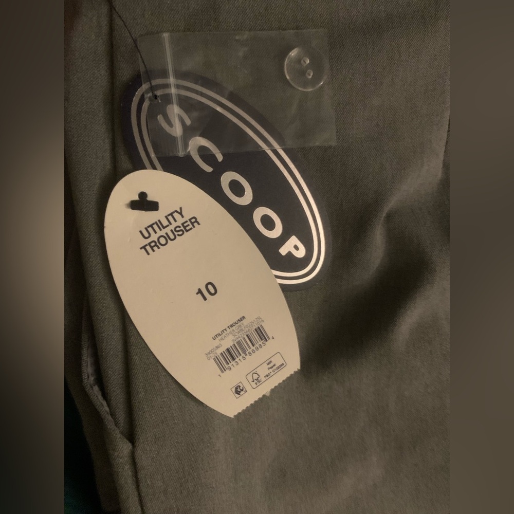 NWT Scoop Wide-Leg Utility Cargo Faux wool Pants in Light Gray - Picture 8 of 10